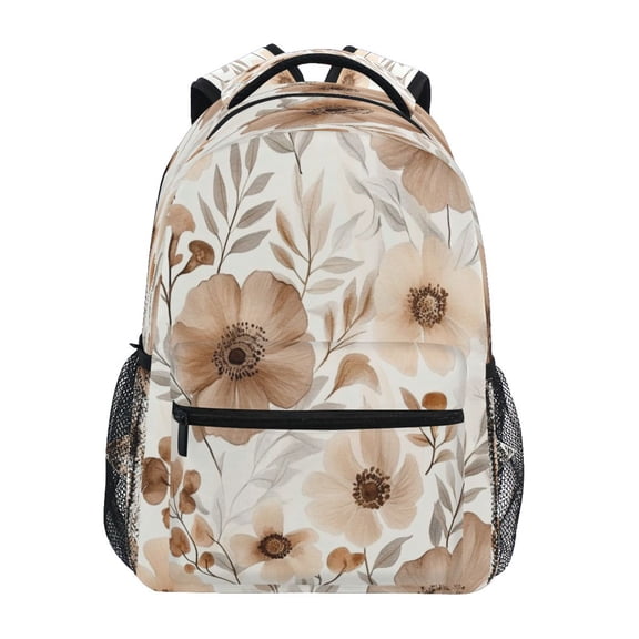 Backpack 16x11.4x6.9 Inches Fashion Backpack Shopping Travel Outing Backpack Beautiful Gray Flowers