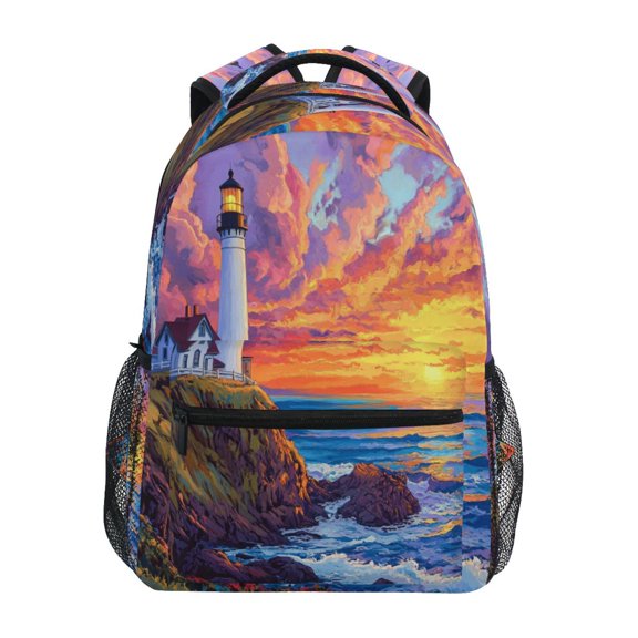 Backpack 16x11.4x6.9 Inches Fashion Backpack Shopping Travel Outing Backpack Beautiful Lighthouse