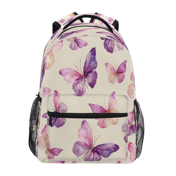Backpack 16x11.4x6.9 Inches Fashion Backpack Shopping Travel Outing Backpack Beautiful Purple Butterfly