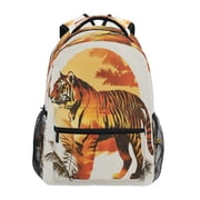 Backpack 16x11.4x6.9 Inches Fashion Backpack Shopping Travel Outing Backpack Beautiful Sunset Tiger