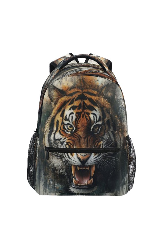 Backpack 16x11.4x6.9 Inches Fashion Backpack Shopping Travel Outing Backpack Big Tiger with Big Mouth