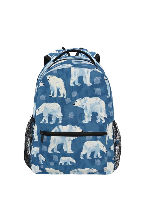 Backpack 16x11.4x6.9 Inches Fashion Backpack Shopping Travel Outing Backpack Blue Polar Bear