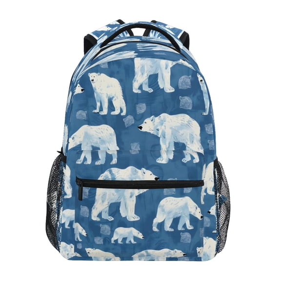 Backpack 16x11.4x6.9 Inches Fashion Backpack Shopping Travel Outing Backpack Blue Polar Bear