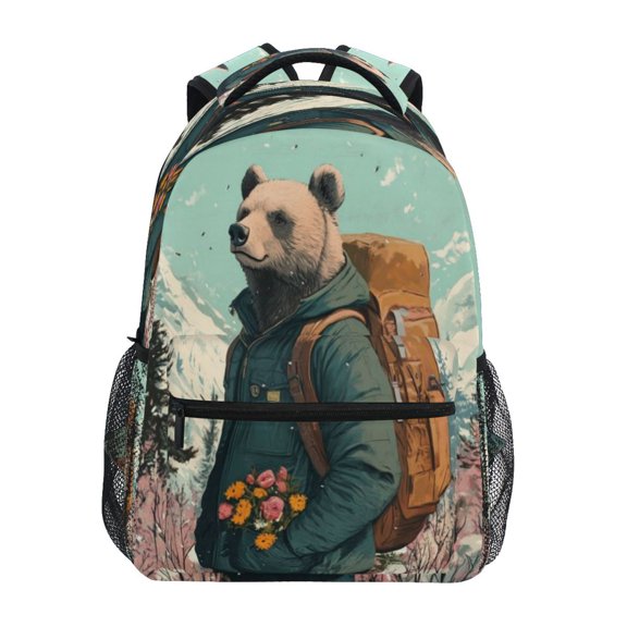 Backpack 16x11.4x6.9 Inches Fashion Backpack Shopping Travel Outing Backpack Brown Backpack Bear