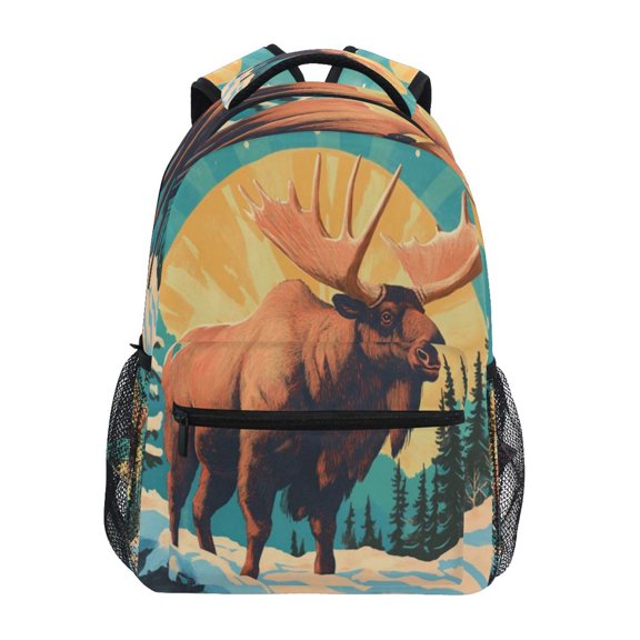 Backpack 16x11.4x6.9 Inches Fashion Backpack Shopping Travel Outing Backpack Brown Bighorn Deer