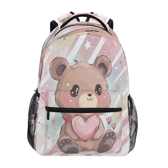 Backpack 16x11.4x6.9 Inches Fashion Backpack Shopping Travel Outing Backpack Brown Cute Bear