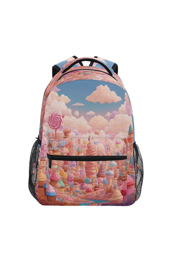 Backpack 16x11.4x6.9 Inches Fashion Backpack Shopping Travel Outing Backpack Candy Land Tower Sweets