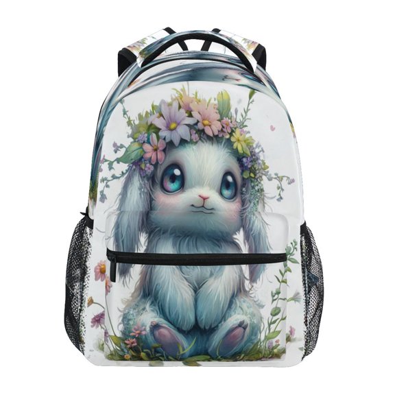 Backpack 16x11.4x6.9 Inches Fashion Backpack Shopping Travel Outing Backpack Cartoon Beautiful Blue Rabbit