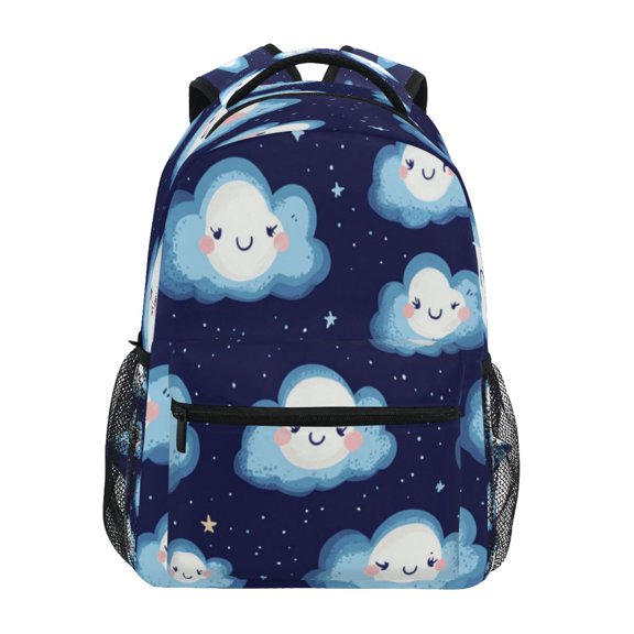 Backpack 16x11.4x6.9 Inches Fashion Backpack Shopping Travel Outing Backpack Cartoon Blue Smile Cloud