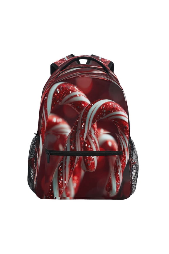 Backpack 16x11.4x6.9 Inches Fashion Backpack Shopping Travel Outing Backpack Cartoon Christmas Candy Cane