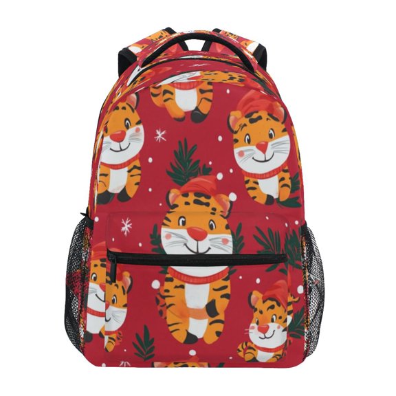 Backpack 16x11.4x6.9 Inches Fashion Backpack Shopping Travel Outing Backpack Cartoon Christmas Tiger