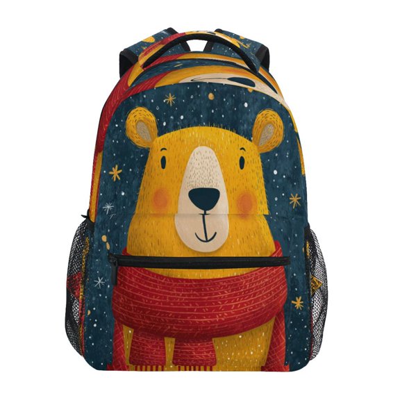 Backpack 16x11.4x6.9 Inches Fashion Backpack Shopping Travel Outing Backpack Cartoon Christmas Yellow Bear