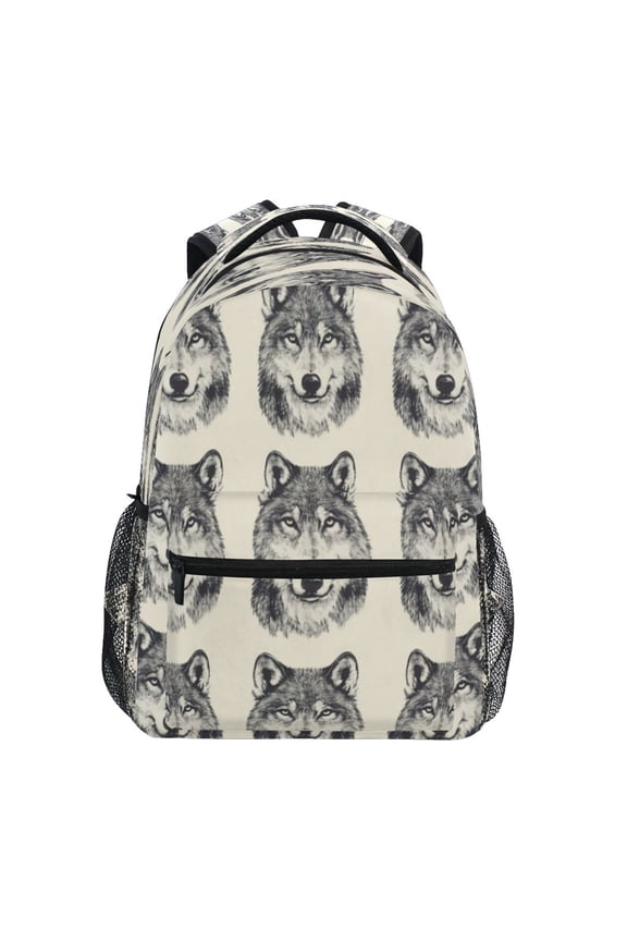 Backpack 16x11.4x6.9 Inches Fashion Backpack Shopping Travel Outing Backpack Cartoon Cute Wolf Face