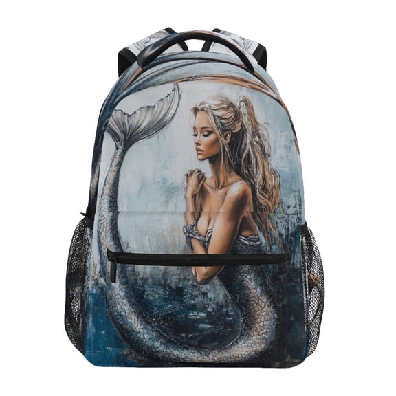 Backpack 16x11.4x6.9 Inches Fashion Backpack Shopping Travel Outing Backpack Cartoon Mermaid Pattern