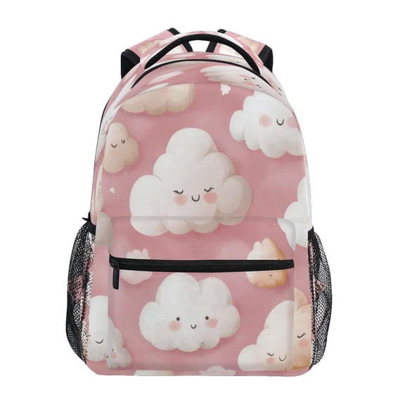 Backpack 16x11.4x6.9 Inches Fashion Backpack Shopping Travel Outing Backpack Cartoon Pink Smile Cloud