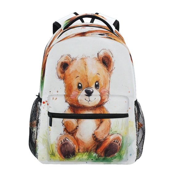 Backpack 16x11.4x6.9 Inches Fashion Backpack Shopping Travel Outing Backpack Cartoon Watercolor Bear