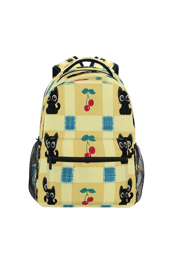 Backpack 16x11.4x6.9 Inches Fashion Backpack Shopping Travel Outing Backpack Cherry Pattern Cat Cartoon