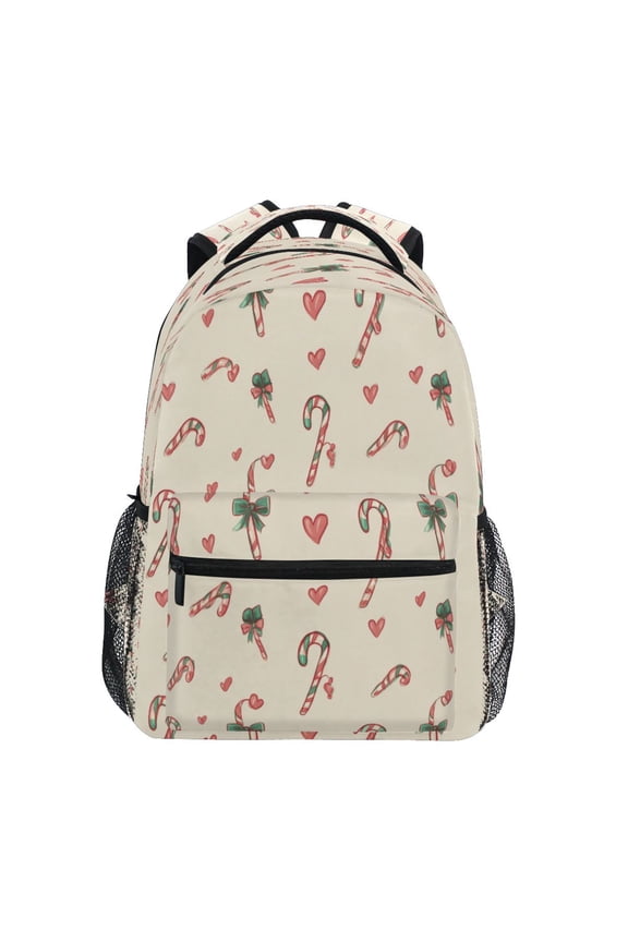 Backpack 16x11.4x6.9 Inches Fashion Backpack Shopping Travel Outing Backpack Christmas Candy Cane