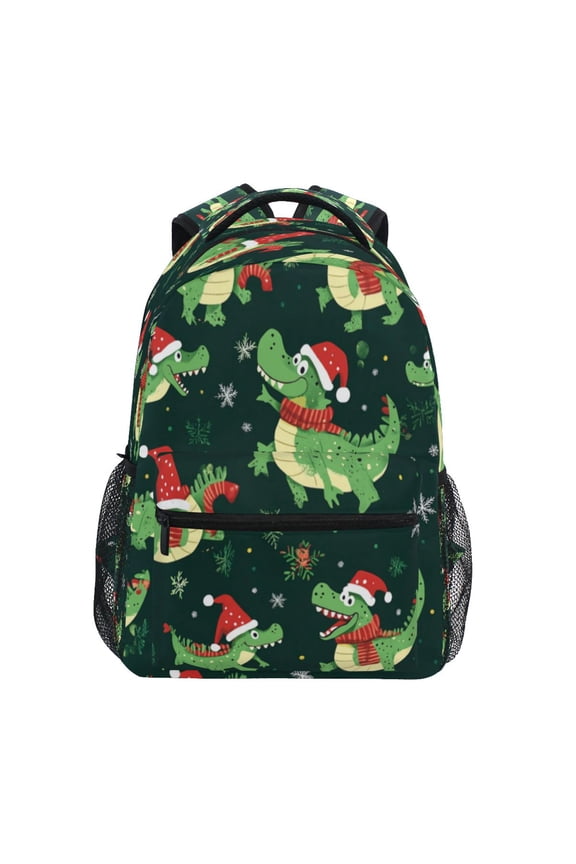 Backpack 16x11.4x6.9 Inches Fashion Backpack Shopping Travel Outing Backpack Christmas Cartoon Crocodile