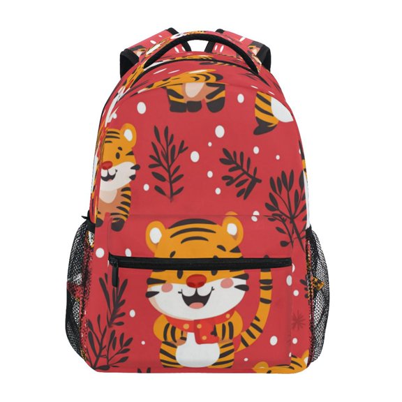 Backpack 16x11.4x6.9 Inches Fashion Backpack Shopping Travel Outing Backpack Christmas Cartoon Tiger