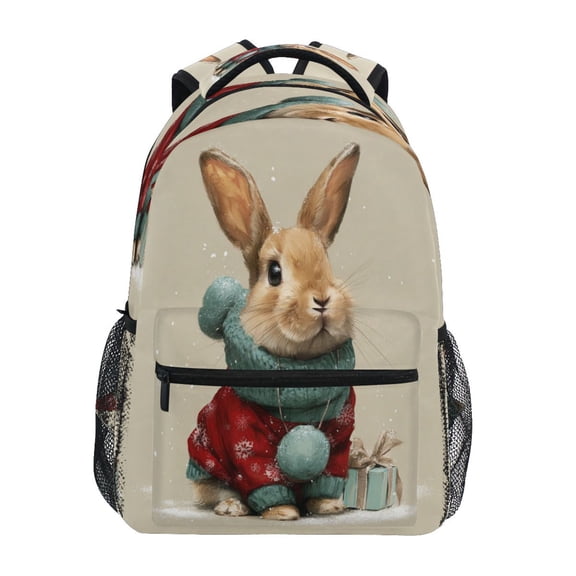 Backpack 16x11.4x6.9 Inches Fashion Backpack Shopping Travel Outing Backpack Christmas Rabbit