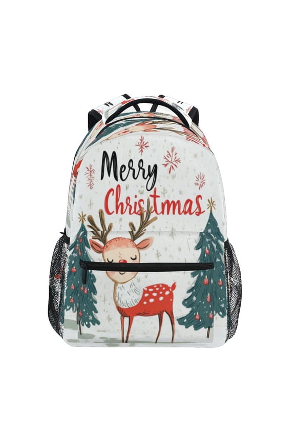 Backpack 16x11.4x6.9 Inches Fashion Backpack Shopping Travel Outing Backpack Christmas Smiling Deer Picture