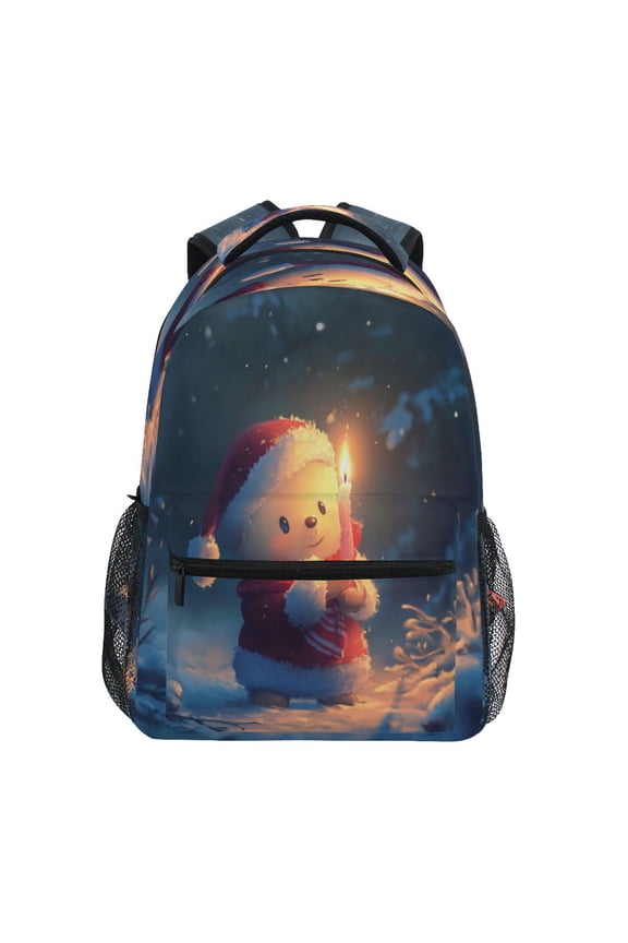 Backpack 16x11.4x6.9 Inches Fashion Backpack Shopping Travel Outing Backpack Christmas Snowman Candle Picture