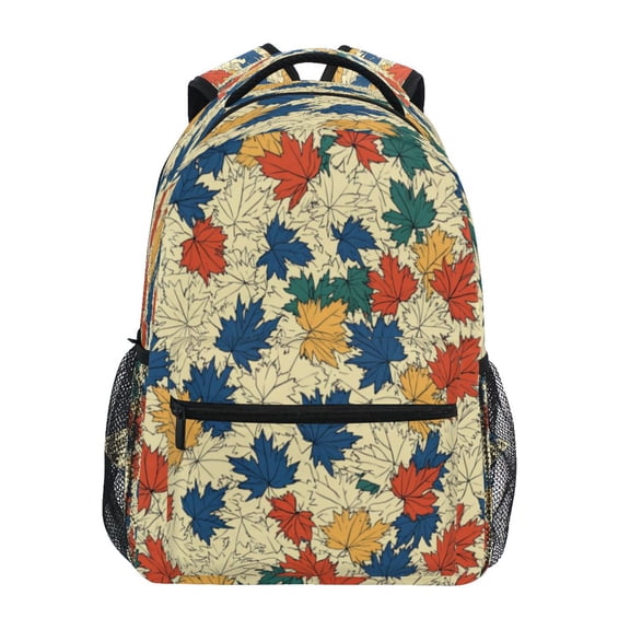 Backpack 16x11.4x6.9 Inches Fashion Backpack Shopping Travel Outing Backpack Colorful Cartoon Maple Leaf