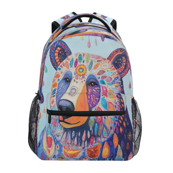 Backpack 16x11.4x6.9 Inches Fashion Backpack Shopping Travel Outing Backpack Colorful Raindrop Bear Pattern