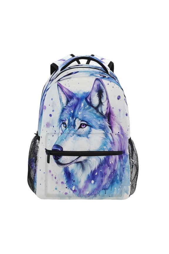 Backpack 16x11.4x6.9 Inches Fashion Backpack Shopping Travel Outing Backpack Cool Blue Wolf