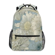 Backpack 16x11.4x6.9 Inches Fashion Backpack Shopping Travel Outing Backpack Cream White Illustrated Bloom