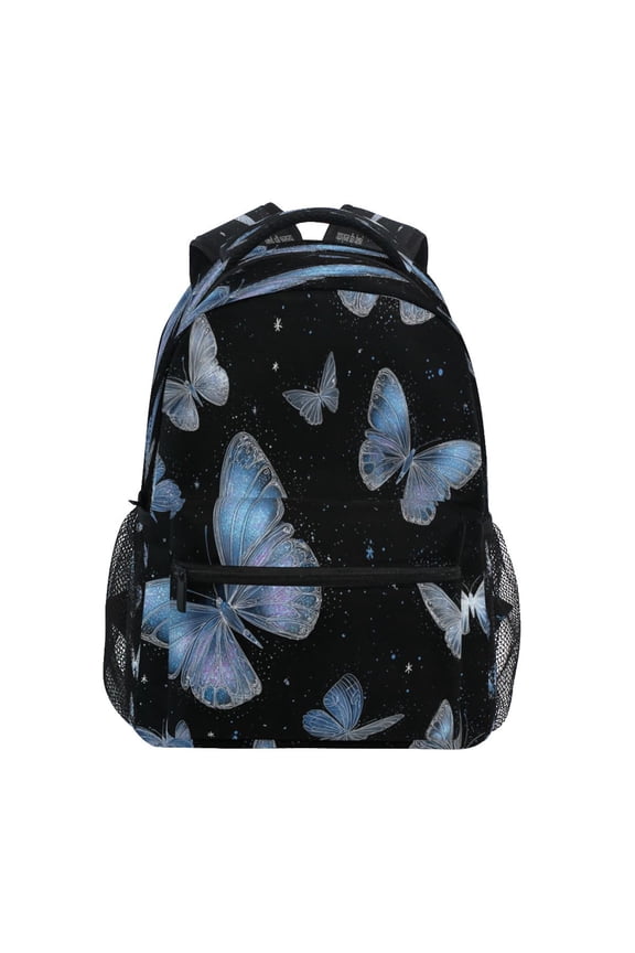 Backpack 16x11.4x6.9 Inches Fashion Backpack Shopping Travel Outing Backpack Cute Blue Butterflysnowflakes