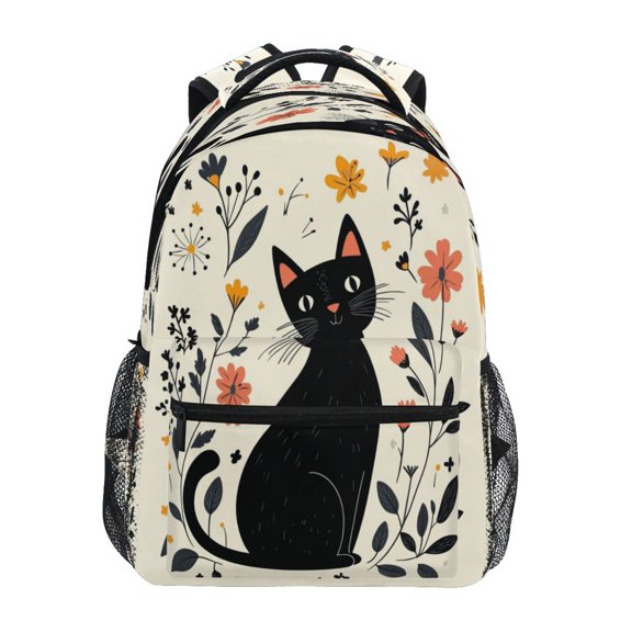 Backpack 16x11.4x6.9 Inches Fashion Backpack Shopping Travel Outing Backpack Cute Cartoon Black Cat