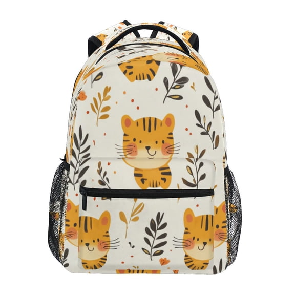 Backpack 16x11.4x6.9 Inches Fashion Backpack Shopping Travel Outing Backpack Cute Cartoon Tiger Seamless