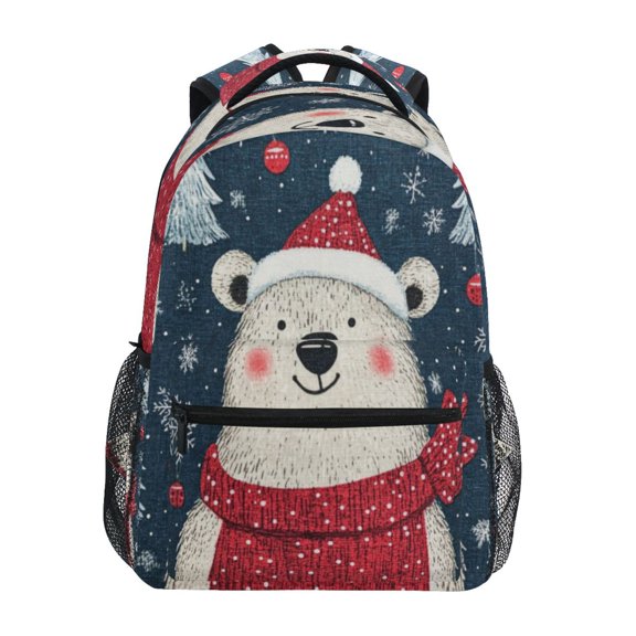 Backpack 16x11.4x6.9 Inches Fashion Backpack Shopping Travel Outing Backpack Cute Christmas Bear