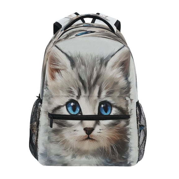 Backpack 16x11.4x6.9 Inches Fashion Backpack Shopping Travel Outing Backpack Cute Gray Cat