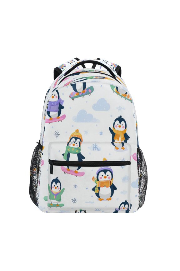 Backpack 16x11.4x6.9 Inches Fashion Backpack Shopping Travel Outing Backpack Cute Penguin Seamless