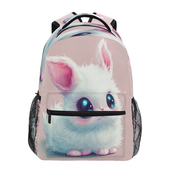 Backpack 16x11.4x6.9 Inches Fashion Backpack Shopping Travel Outing Backpack Cute Pink Eared Bunny