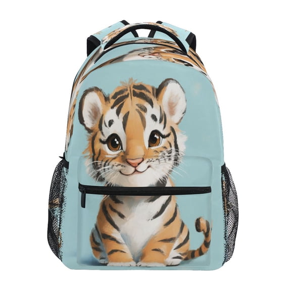 Backpack 16x11.4x6.9 Inches Fashion Backpack Shopping Travel Outing Backpack Cute Smiling Cartoon Tiger