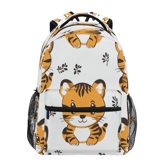 Backpack 16x11.4x6.9 Inches Fashion Backpack Shopping Travel Outing Backpack Cute Smiling Tiger Seamless
