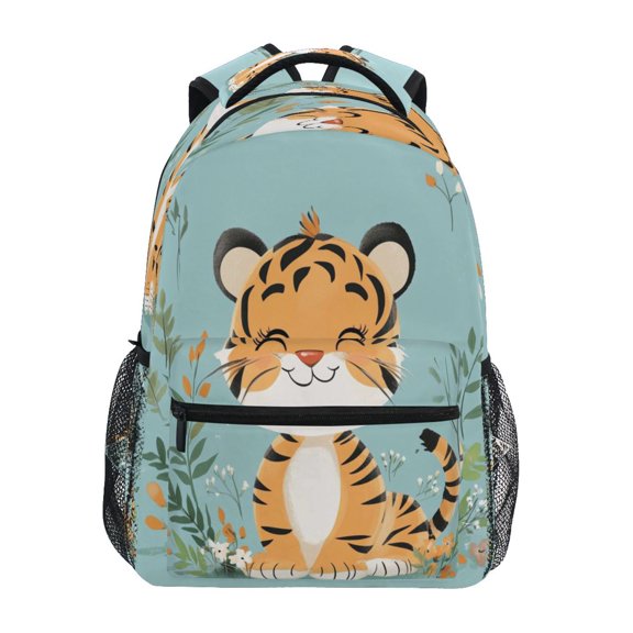 Backpack 16x11.4x6.9 Inches Fashion Backpack Shopping Travel Outing Backpack Cute Smiling Tiger