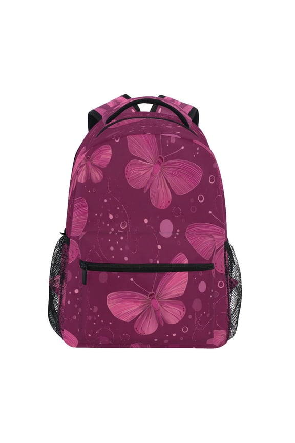 Backpack 16x11.4x6.9 Inches Fashion Backpack Shopping Travel Outing Backpack Dark Pink Butterfly Wings