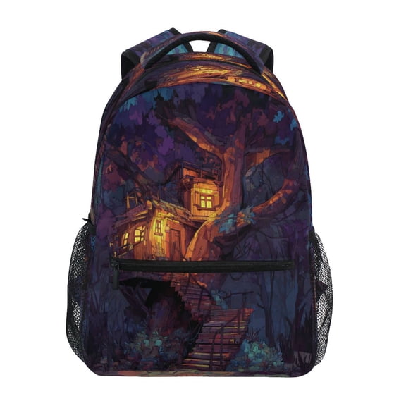 Backpack 16x11.4x6.9 Inches Fashion Backpack Shopping Travel Outing Backpack Enchanted Cabin Glowing Woods