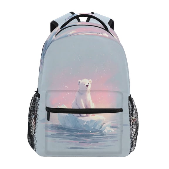 Backpack 16x11.4x6.9 Inches Fashion Backpack Shopping Travel Outing Backpack Fluffy Polar Bear Cub Art