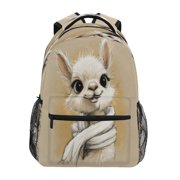 Backpack 16x11.4x6.9 Inches Fashion Backpack Shopping Travel Outing Backpack Furry Cute Alpaca Portrait