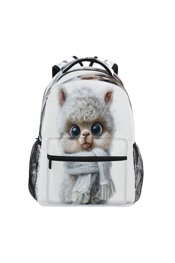Backpack 16x11.4x6.9 Inches Fashion Backpack Shopping Travel Outing Backpack Fuzzy Llama Image