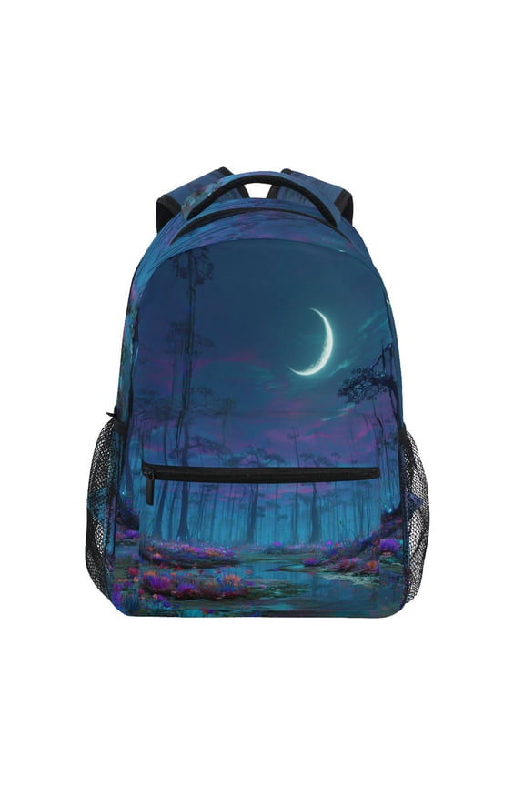 Backpack 16x11.4x6.9 Inches Fashion Backpack Shopping Travel Outing Backpack Glowing Neon Swamp Castle