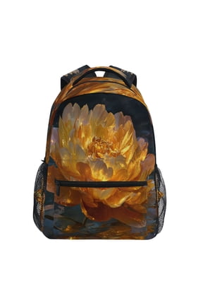 Backpack 16x11.4x6.9 Inches Fashion Backpack Shopping Travel Outing Backpack Golden Peony Flower