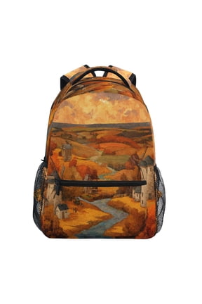 Backpack 16x11.4x6.9 Inches Fashion Backpack Shopping Travel Outing Backpack Golden Windmill