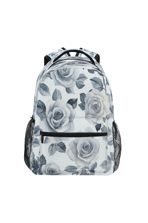 Backpack 16x11.4x6.9 Inches Fashion Backpack Shopping Travel Outing Backpack Gray Roses